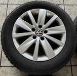 Alu kolo originál VW 7x16" ET45 5x112x57 a Saetta Winter 205/60 R16 92H 40%